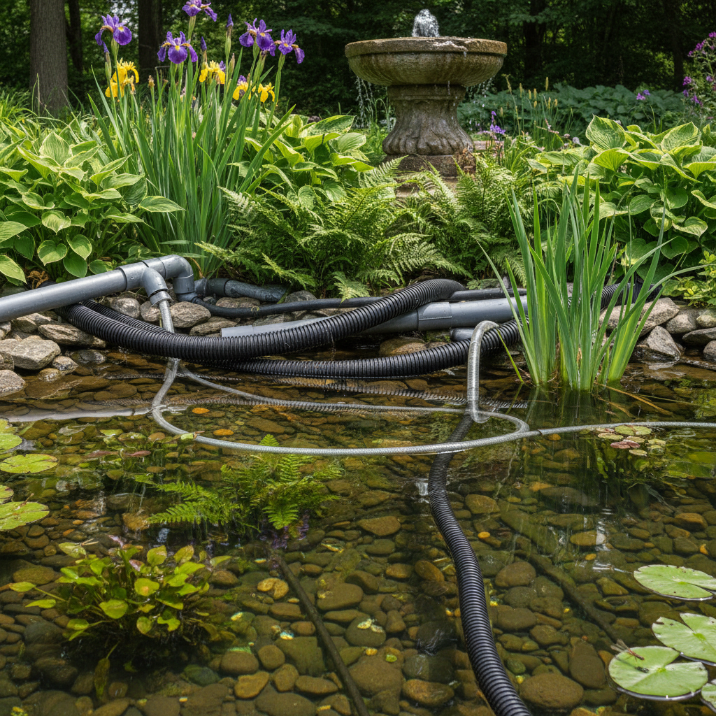 Вибір матеріалів для шлангів та труб у ставку: що найкраще для довговічної системи? — ілюстрація для статті на koi.te.ua