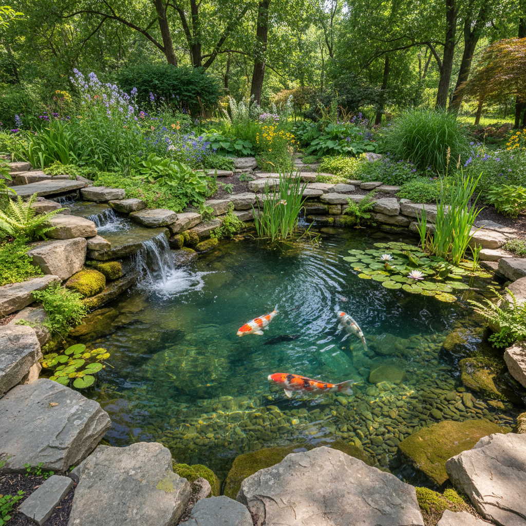 Екологічний дизайн ставка: використання природних матеріалів та рішень — головне зображення для статті на koi.te.ua