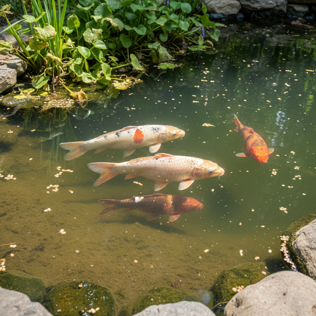 Хвороби риб коі, спричинені неправильною годівлею: розпізнавання та профілактика — головне зображення для статті на koi.te.ua