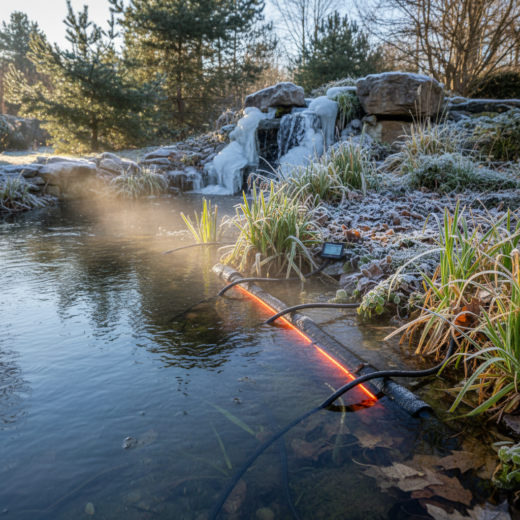 Вибір і встановлення систем обігріву для труб у ставку: захист від замерзання — ілюстрація для статті на koi.te.ua