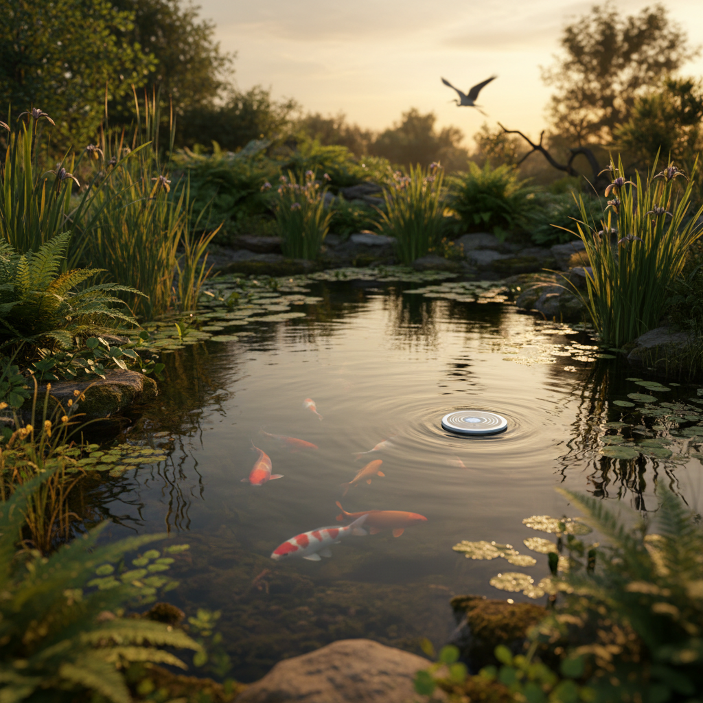 Вибір і правильне розташування ультразвукового відлякувача для ставка: захист риб від хижаків — ілюстрація для статті на koi.te.ua