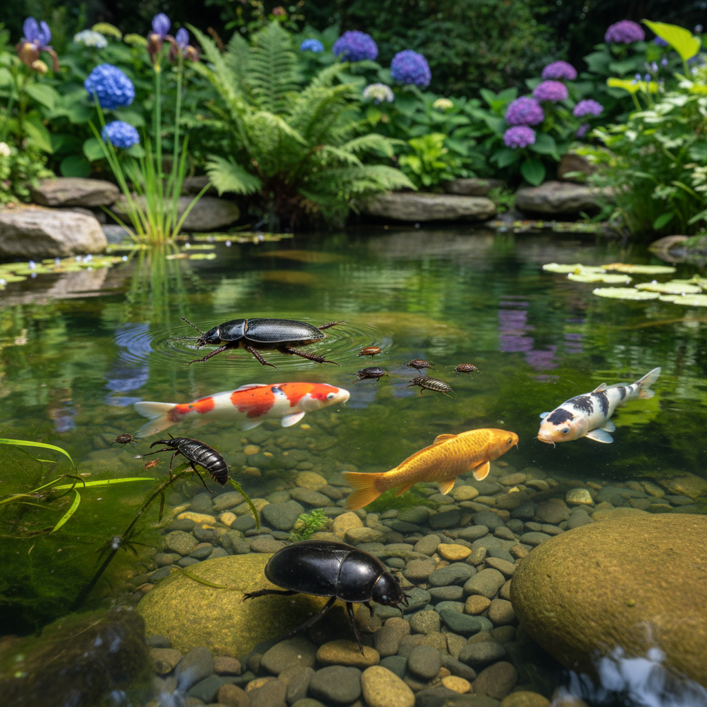 Види водних жуків у ставку: користь чи шкода для риб коі та екосистеми? — головне зображення для статті на koi.te.ua