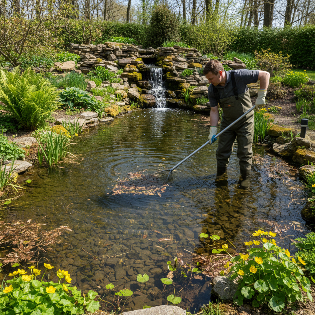 Поради з прибирання ставка навесні: як ефективно очистити водойму після зими — ілюстрація для статті на koi.te.ua