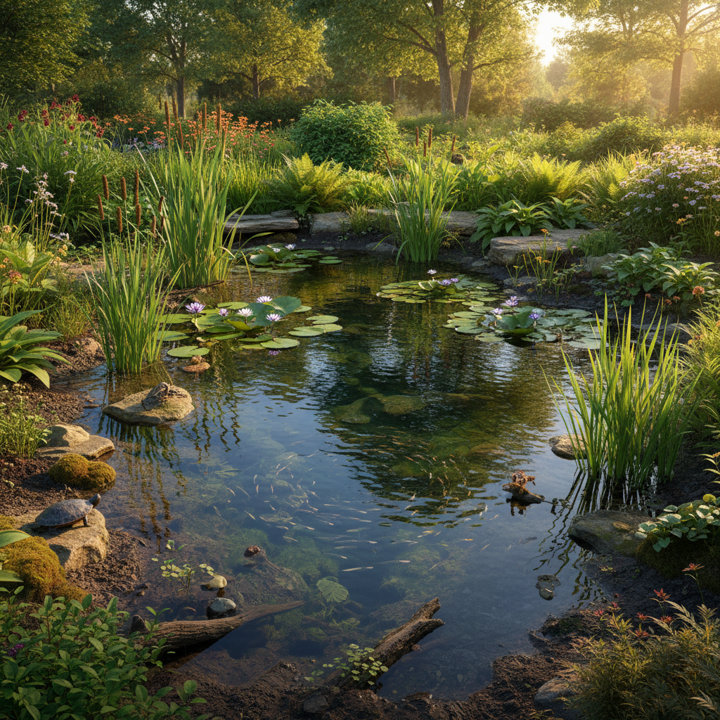 Створення ставків-боліт: ідеальне рішення для біорізноманіття та природного дизайну — ілюстрація для статті на koi.te.ua