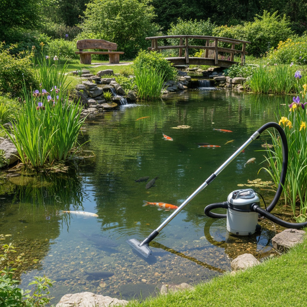 Поради з вибору та використання ставкових пилососів: чистий ставок без зайвих зусиль — ілюстрація для статті на koi.te.ua