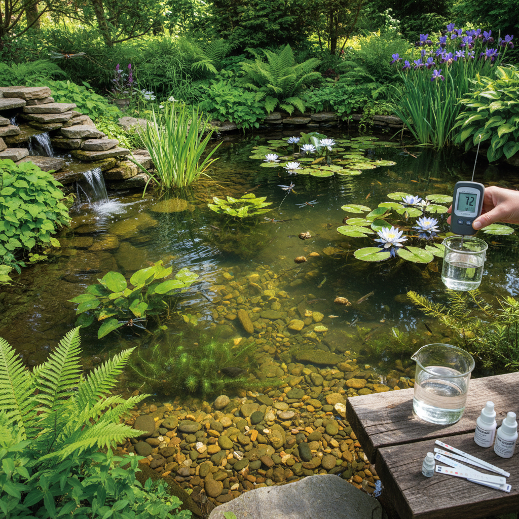 Хімічний склад води в ставку: вплив на біологічний баланс та заходи контролю — ілюстрація для статті на koi.te.ua