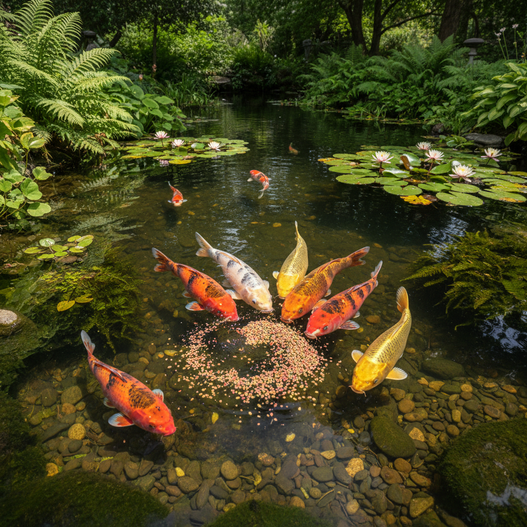 Дієта для риб коі: вплив харчування на колір та імунітет — головне зображення для статті на koi.te.ua