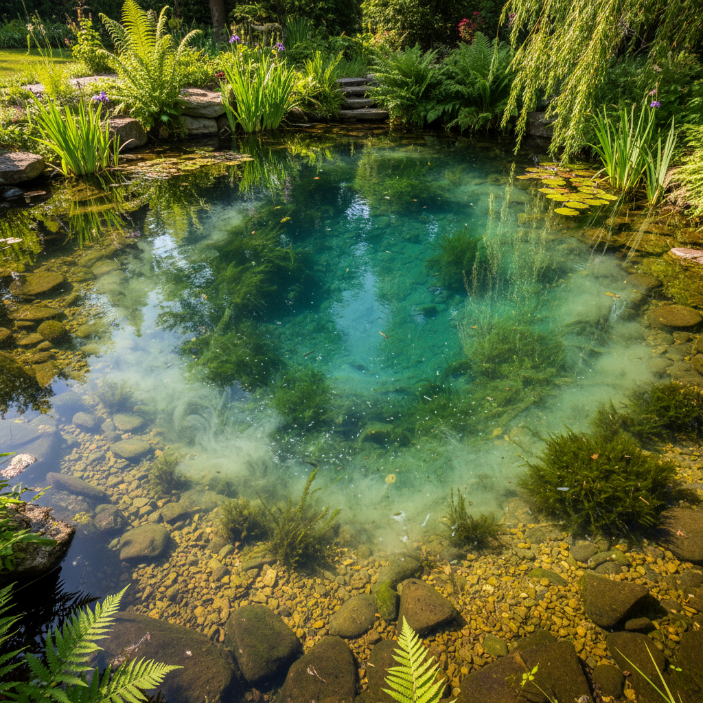Біологічне прибирання ставка: як мікроби та бактерії очищають воду природним шляхом — ілюстрація для статті на koi.te.ua