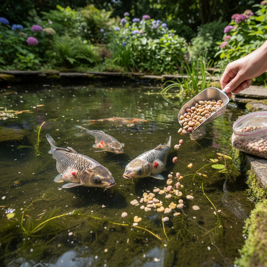 Хвороби риб кої, викликані неправильною годівлею: профілактика та лікування — ілюстрація для статті на koi.te.ua