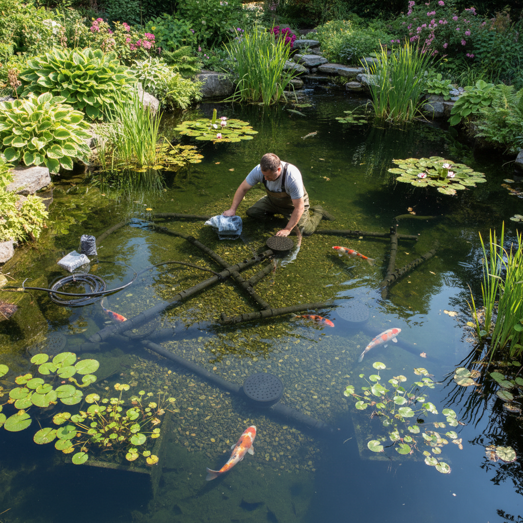 Вибір і встановлення систем донної фільтрації для ставків: підвищення ефективності очищення — ілюстрація для статті на koi.te.ua